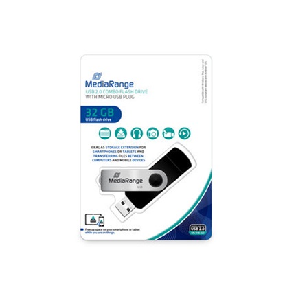 MediaRange USB combo flash drive with micro USB (OTG) plug, 32 GB (MR932-2)