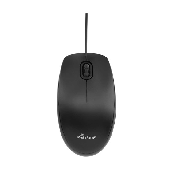 MediaRange Optical Mouse Corded 3-Button Silent-click (Black, Wired) (MROS212)