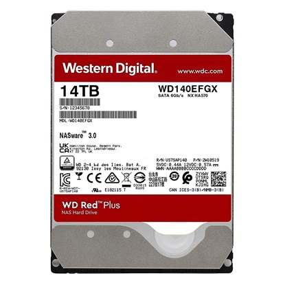 Western Digital Red Plus NAS Hard Drive 14TB 3.5" (CMR) (WD140EFGX)