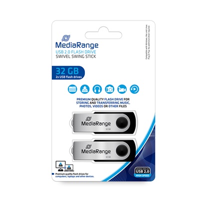 MediaRange USB flash drives, 32GB, Pack 2 (MR911-2)-MR911-2