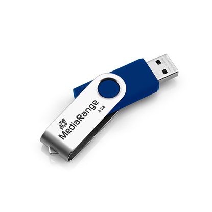 MediaRange USB flash drive, 4GB, blue/silver (MR907-BLUE)-MR907-BLUE