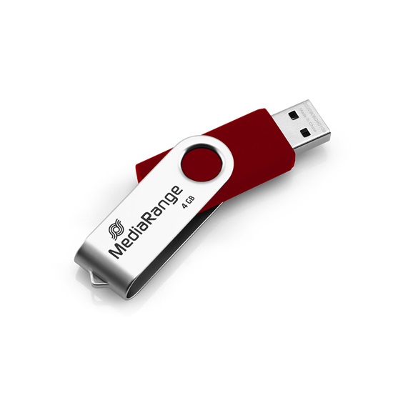 MediaRange USB flash drive, 4GB, red/silver (MR907-RED)-MR907-RED