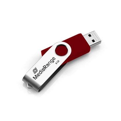 MediaRange USB flash drive, 8GB, red/silver (MR908-RED)-MR908-RED