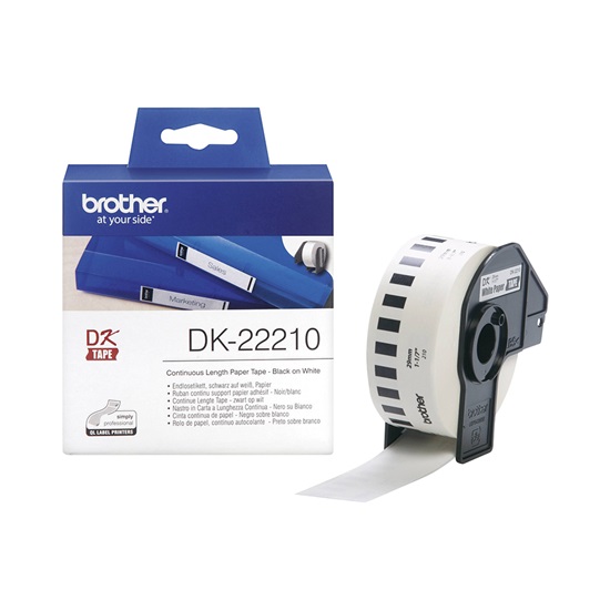 Brother DK-22210 Continuous Paper Label Roll – Black on White, 29mm wide (DK22210) (BRODK22210)-BRODK22210