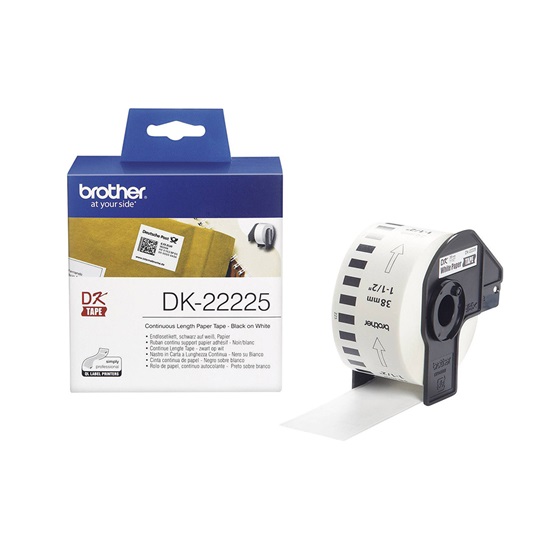 Brother DK-22225 Continuous Paper Label Roll – Black on White, 38mm wide (DK22225) (BRODK22225)-BRODK22225