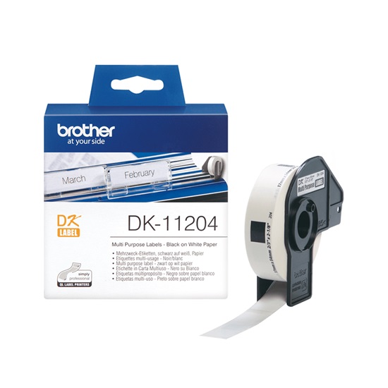 Brother DK-11204 Label Roll – Black on White, 17mm x 54mm (DK11204) (BRODK11204)-BRODK11204