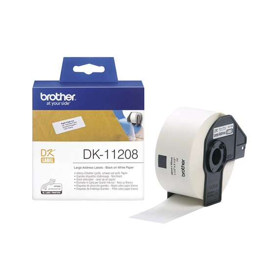 Brother DK-11208 Label Roll – Black on White, 38mm x 90mm (DK11208) (BRODK11208)-BRODK11208
