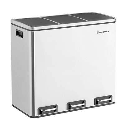 Μεταλλικός Τριπλός Κάδος Απορριμμάτων από Ανοξείδωτο Ατσάλι με 3 Πεντάλ και Σύστημα Soft-Close 54 Ltt Songmics (LTB54NL) (SNGLTB54NL)-SNGLTB54NL