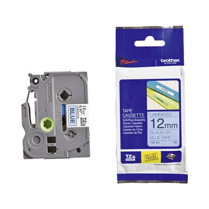 Brother TZe-531 Labelling Tape Cassette – Black on Blue, 12mm wide (TZE531) (BROTZE531)-BROTZE531