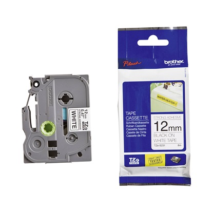 Brother TZe-S231 Labelling Tape Cassette – Black on White, 12mm wide (TZES231) (BROTZES231)-BROTZES231