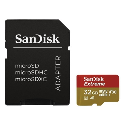 Sandisk Memory 32GB Extreme microSDHC U3 V30 A1 UHS-I with Adapter (SDSQXAF-032G-GN6MA) (SANSDSQXAF-032G-GN6MA)-SANSDSQXAF-032G-GN6MA