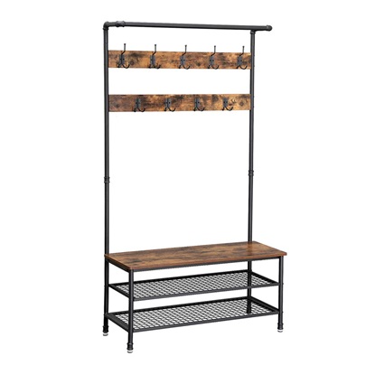 Μεταλλικό Έπιπλο Εισόδου με 3 Ράφια και 9 Διπλές Κρεμάστρες 100 x 182 x 41.5 cm Vasagle (HSR47BX) (VASHSR47BX)-VASHSR47BX