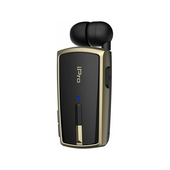 Ακουστικό Bluetooth iPro RH120 Retractable Μαύρο-Χρυσο (RH120BGO) (IPRORH120BGO)-IPRORH120BGO