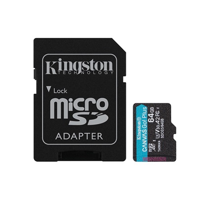 Kingston microSD Memory Card 64GB Canvas Go! Plus (SDCG3/64GB) (KINSDCG3/64GB)-KINSDCG3/64GB