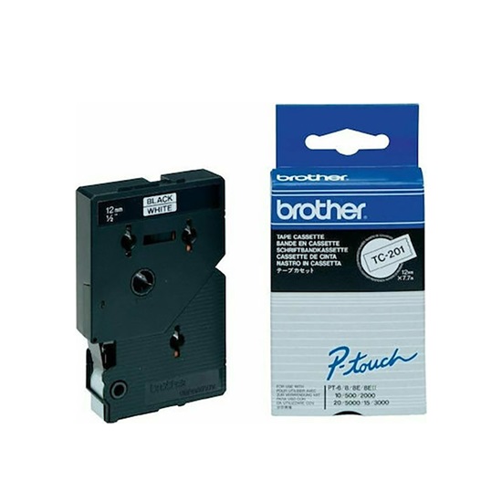 Brother P-touch Laminated Black on White 7,7m x 12mm (TC201) (BROTC201)-BROTC201