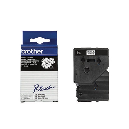 Brother P-touch Laminated Black on White 7,7m x 9mm (TC291) (BROTC291)-BROTC291