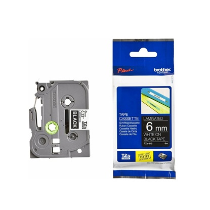 Brother P-Touch Laminated White on Black 8m x 6mm (TZE315) (BROTZE315)-BROTZE315