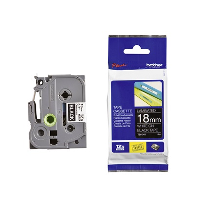 Brother P-Touch Laminated White on Black 8m x 18mm (TZE345) (BROTZE345)-BROTZE345