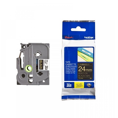 Brother P-Touch Laminated Gold on Black 8m x 24mm (TZE354) (BROTZE354)-BROTZE354