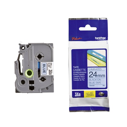 Brother P-Touch Laminated Black on Blue 8m x 24mm (TZE551) (BROTZE551)-BROTZE551