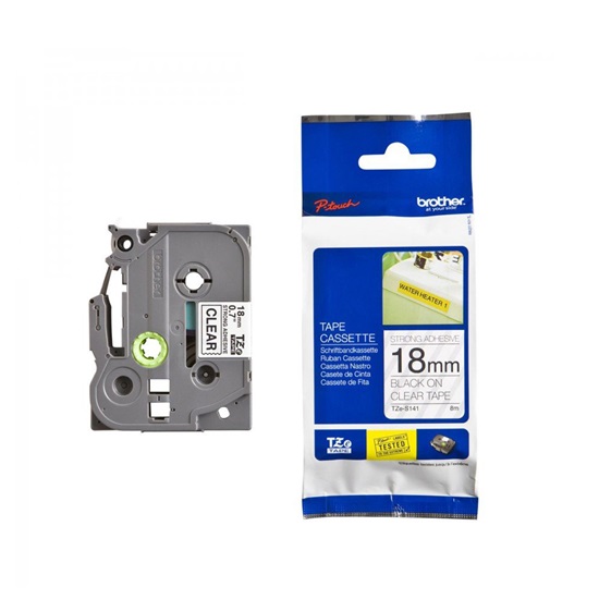 Brother P-Touch Industrial Laminated Black on Transparent 8m x 18mm (TZES141) (BROTZES141)-BROTZES141