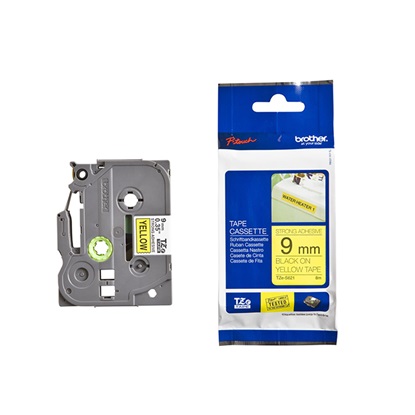 Brother P-Touch  Industrial Laminated Black on Yellow 8m x 9mm (TZES621) (BROTZES621)-BROTZES621