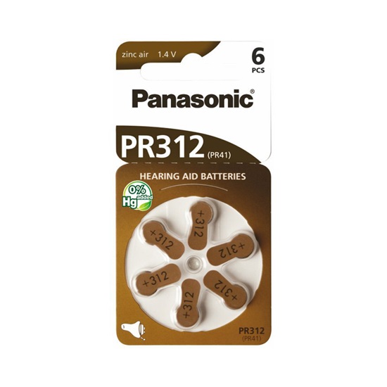 Panasonic PR312 Μπαταρίες Ακουστικών Βαρηκοΐας 1.4V (PR312L/6DC) (PANPR312L/6DC)-PANPR312L/6DC