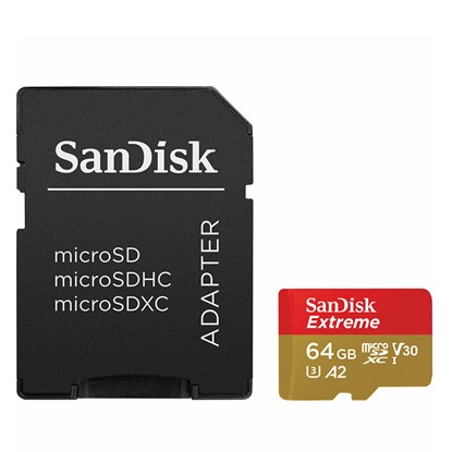 Sandisk Extreme microSDXC 64GB Class 10 U3 V30 A2 UHS-I με αντάπτορα (SDSQXAH-064G-GN6AA) (SANSDSQXAH-064G-GN6AA)-SANSDSQXAH-064G-GN6AA