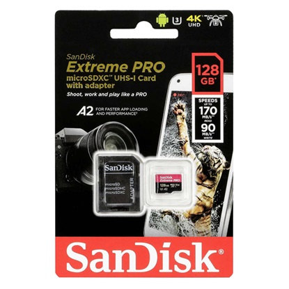 SanDisk Extreme PRO microSDXC 128GB SD Adapter (SDSQXCD-128G-GN6MA) (SANSDSQXCD-128G-GN6MA)-SANSDSQXCD-128G-GN6MA