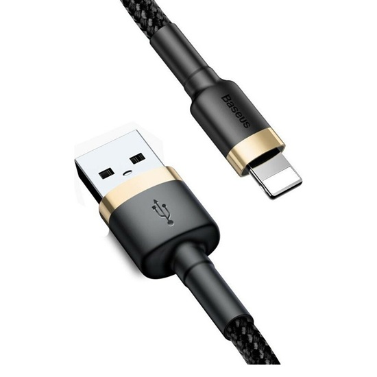 Baseus Lightning Cafule Cable 2A, 3m Gold/Black (CALKLF-RV1) (BASCALKLF-RV1)-BASCALKLF-RV1