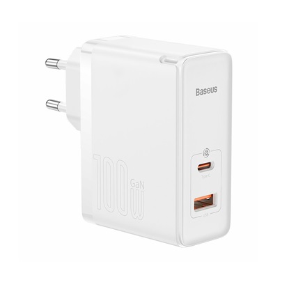 Baseus Travel Charger GaN5 Pro Quick wall charger C+U, PD3.0, QC4.0 +, AFC, 100W EU White (CCGP090202) (BASCCGP090202)-BASCCGP090202