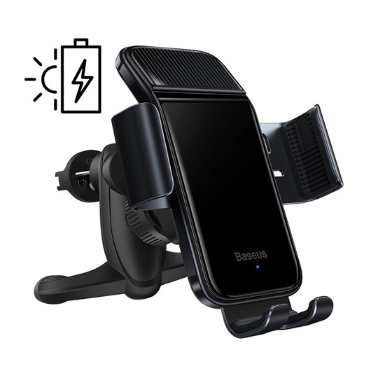 Baseus Electric Bike/Scooter Smart phone holder (4.7 - 6.7 inch), auto-lock sensor, Solar Panel, (fit on Bicycle/Motorcycle)150 mAh Black (SUZG000001) (BASSUZG000001)-BASSUZG000001