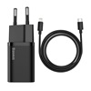 Baseus Travel Charger set Super Si 1C QC (With Simple Wisdom Cable Type-C to Lightning 1m) 20W EU Black (TZCCSUP-B01) (BASTZCCSUP-B01)-BASTZCCSUP-B01