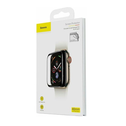 Baseus iWatch 0.2 mm, Full-screen curved T-Glass soft screen protector 44mm, Black (SGAPWA4-H01) (BASSGAPWA4-H01)-BASSGAPWA4-H01