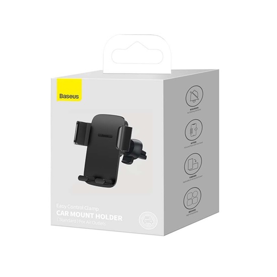 Baseus Car Mount Easy Control PRO Clamp Holder (Air Outlet Version) 4.7 - 6.7 inch Black (SUYK010101) (BASSUYK010101)-BASSUYK010101