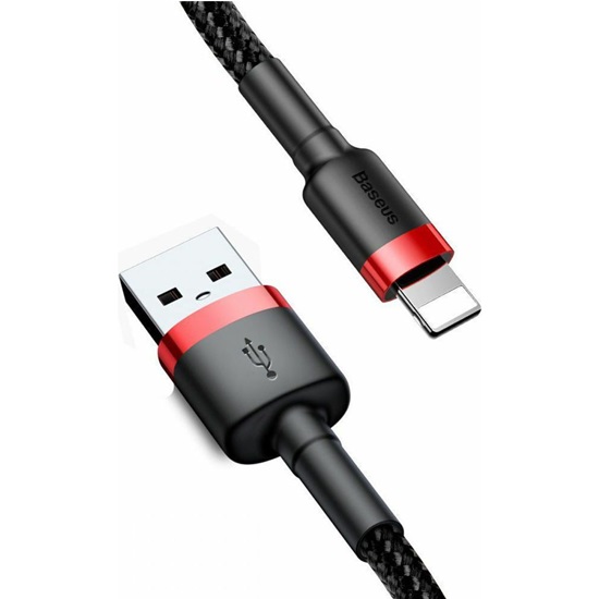 Baseus Cafule Braided USB to Lightning Cable Black/Red 2m (CALKLF-C19) (BASCALKLF-C19)-BASCALKLF-C19