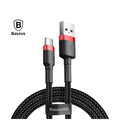 Baseus Cafule Braided USB 2.0 Cable USB-C male - USB-A male Black/Red 3m (CATKLF-U91) (BASCATKLF-U91)-BASCATKLF-U91