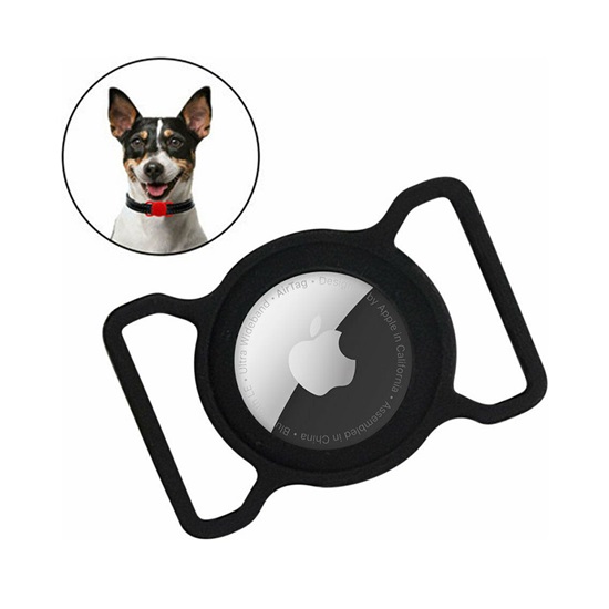 Hurtel AirTag case Silicone flexible cover collar loop case for pet dog cat Black (TAGCASBK) (HRTTAGCASBK)-HRTTAGCASBK