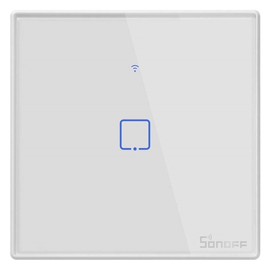 Sonoff TX T2 Χωνευτός Διακόπτης Τοίχου Wi-Fi για Έλεγχο Φωτισμού με Πλαίσιο και Ένα Πλήκτρο Φωτιζόμενος Λευκός (TX-T2EU1C) (SONTXT2EU1C)-SONTXT2EU1C
