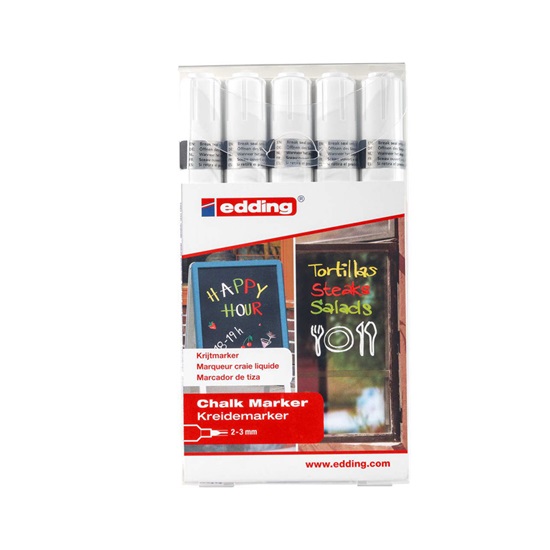 Edding Chalk Marker 4095 Μαρκαδόρος Μαυροπίνακα Υγρής Κιμωλίας Σετ 5 τεμαχίων Ασπρο (4-4095-5049) (EDD4-4095-5049)-EDD4-4095-5049