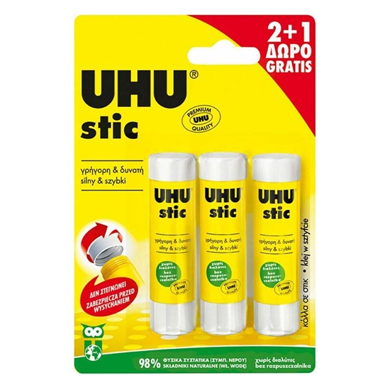 UHU Κόλλα Stick για Χαρτί 3τμχ 8.2gr Χωρίς Διαλύτες (UHU41275)-UHU41275