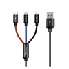 Baseus Three Primary Colors 3-in-1 Braided USB to Lightning / Type-C / micro USB Cable 3A Μαύρο 1.2m (CAMLT-BSY01) (BASCAMLT-BSY01)-BASCAMLTBSY01