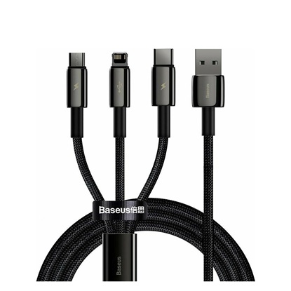 Baseus Tungsten Gold Braided USB to Type-C / Lightning / micro USB Cable 3.5A Μαύρο 1.5m (CAMLTWJ-01) (BASCAMLTWJ01)-BASCAMLTWJ01