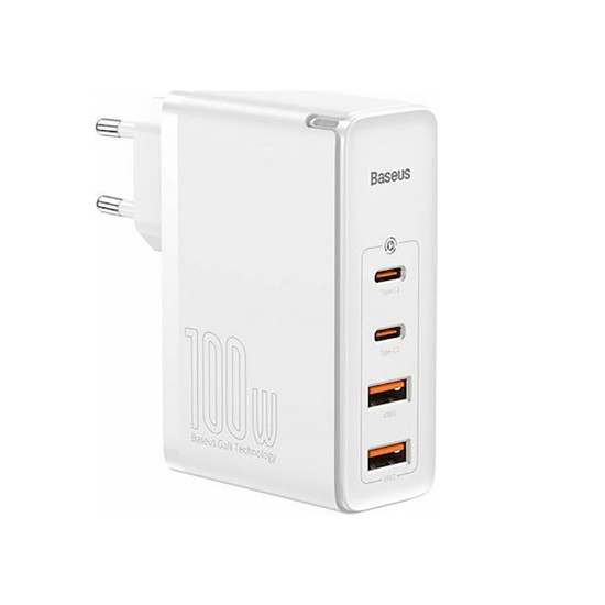 Baseus Φορτιστής Χωρίς Καλώδιο με 2 Θύρες USB-A και 2 Θύρες USB-C 100W Quick Charge 4+ Λευκός (CCGAN2P-L02) (BASCCGAN2PL02)-BASCCGAN2PL02