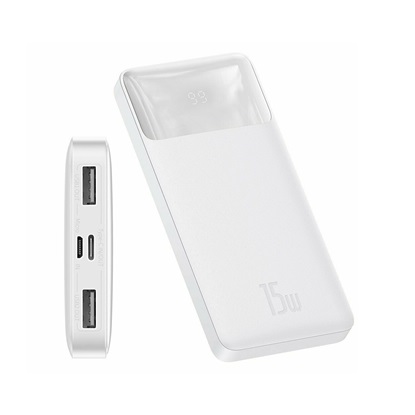 Baseus Bipow Digital Display Power Bank 10000mAh 15W με 2 Θύρες USB-A και Θύρα USB-C Power Delivery Λευκό (PPDML-I02) (BASPPDMLI02)-BASPPDMLI02