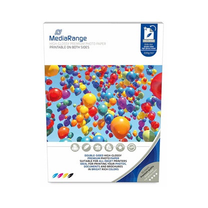 MediaRange Φωτογραφικό Χαρτί Dual Side High Glossy A4 220gr/m² για Εκτυπωτές Inkjet 50 Φύλλα (MRINK118)-MRINK118