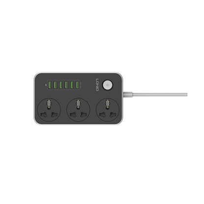 Ldnio Πολύπριζο 3 Θέσεων με Διακόπτη, 6 USB και Καλώδιο 2m Μαύρο (SC3604)-LDISC3604