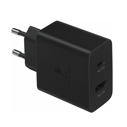 Samsung AC Adapter Χωρίς Καλώδιο με Θύρα USB-A και Θύρα USB-C 35W Black (EP-TA220NBEGEU) (SAMEP-TA220NBEGEU)-SAMEP-TA220NBEGEU