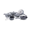 Royalty Line Cookware Set of Cast Aluminum with Stone Coating Gray 10pcs (BS1010M-GR) (ROYBS1010MGR)-ROYBS1010MGR