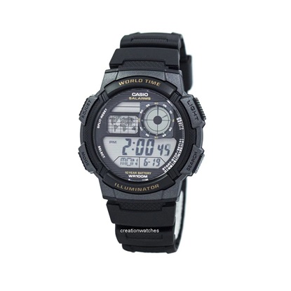 Casio Digital Battery Watch with Rubber Strap Black (AE-1000W-1AVD) (CASAE1000W1AVEF)-CASAE1000W1AVEF